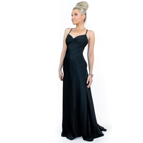 Black Simple Bridesmaid Prom Dress Davids Bridal - Picture 6 of 8